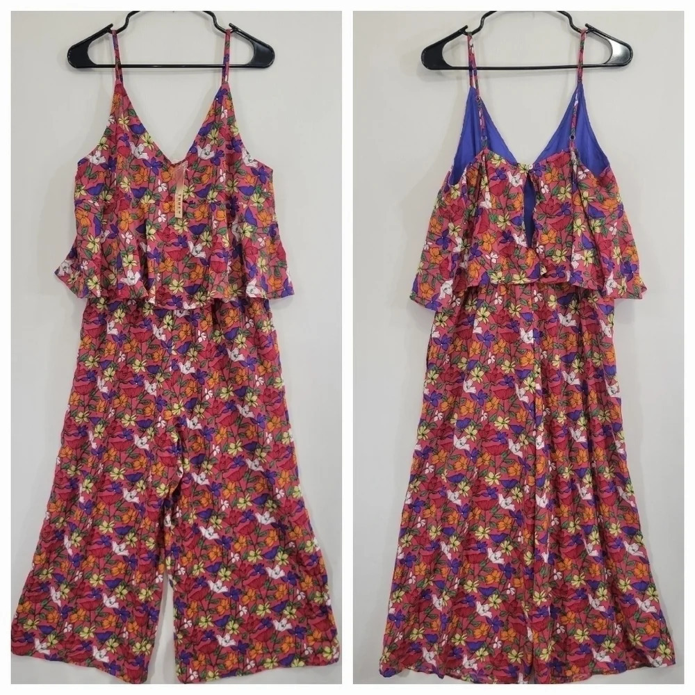 NEW True Destiny Floral Wide Leg Jumpsuit size XL Romantic‎ Vacation Resortwear